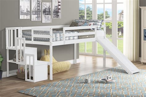 twin low loft bed with slide|clearance loft bed with slide.